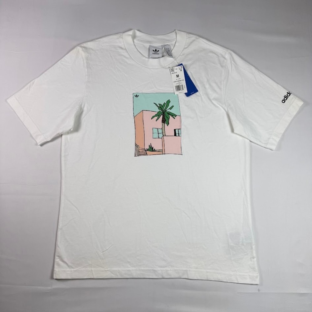 Adidas Originals Mens Hand Drawn Graphic Tee White HB1816 Size M